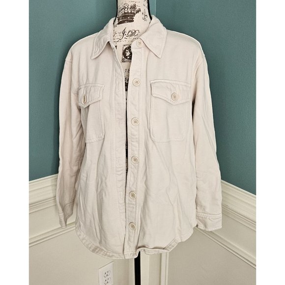 Good American 0-00 Essentials Fleece Shacket Bone Ivory - Picture 3 of 6